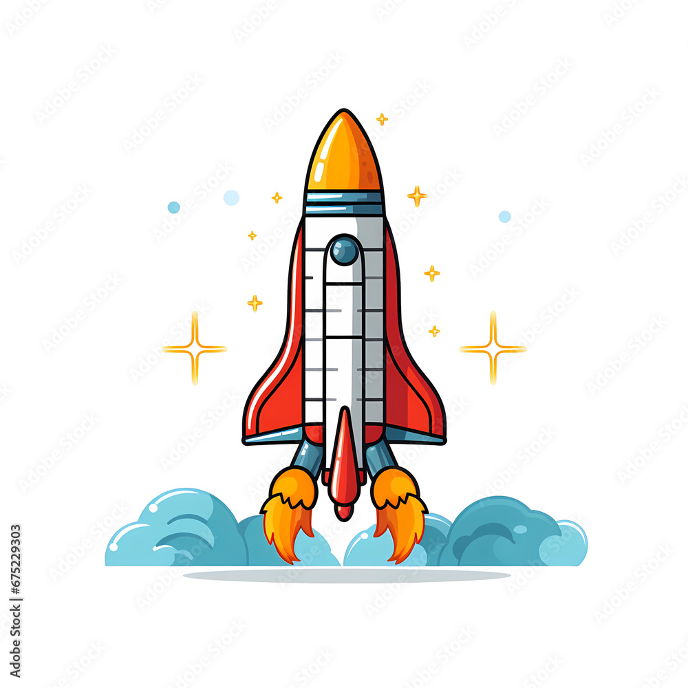 Obraz premium Simple flat illustration space rocket