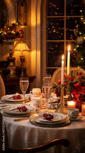ready to diner decorated xmas table