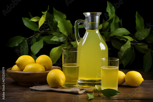 lemon juice on a dark background.