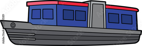 Obraz na płótnie Narrowboat Vehicle Cartoon Colored Clipart