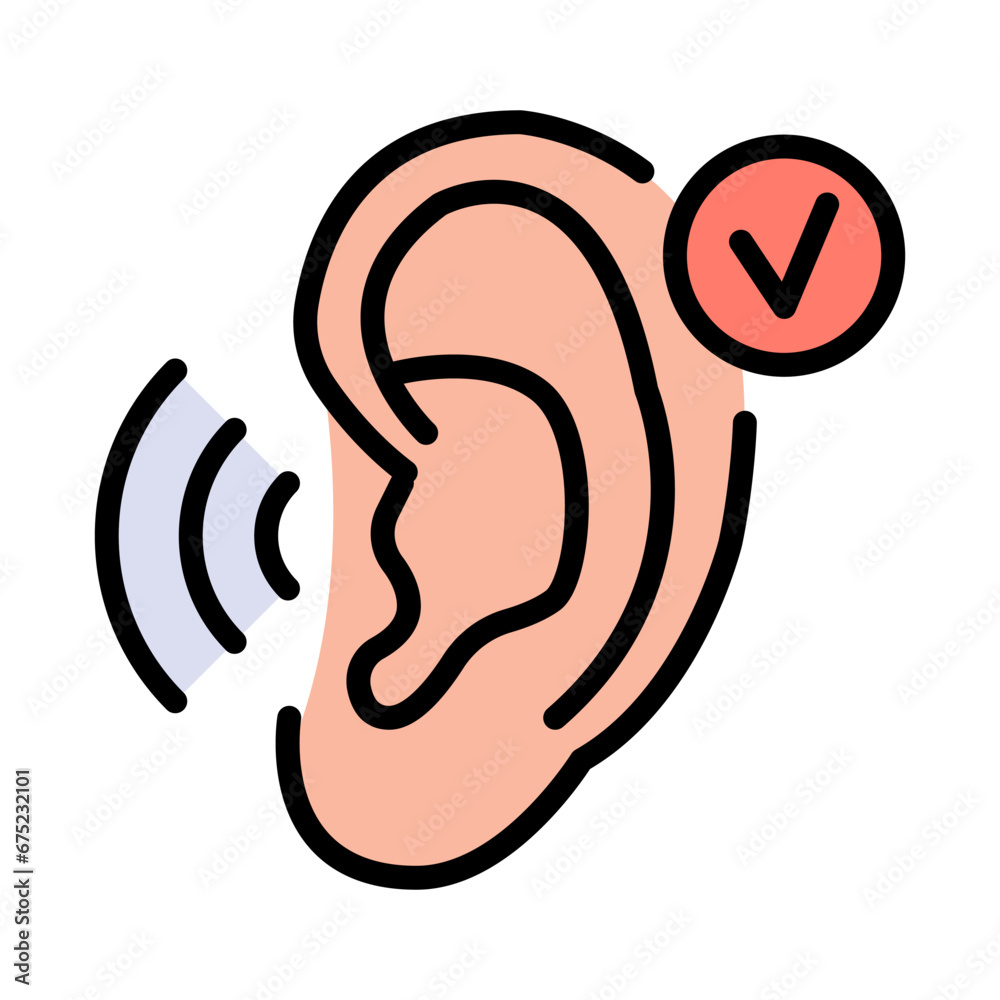 Ear vector icon, hearing symbol. Simple, flat design for web or mobile app Ear vector icon, hearing symbol. Simple, flat design for web or mobile app