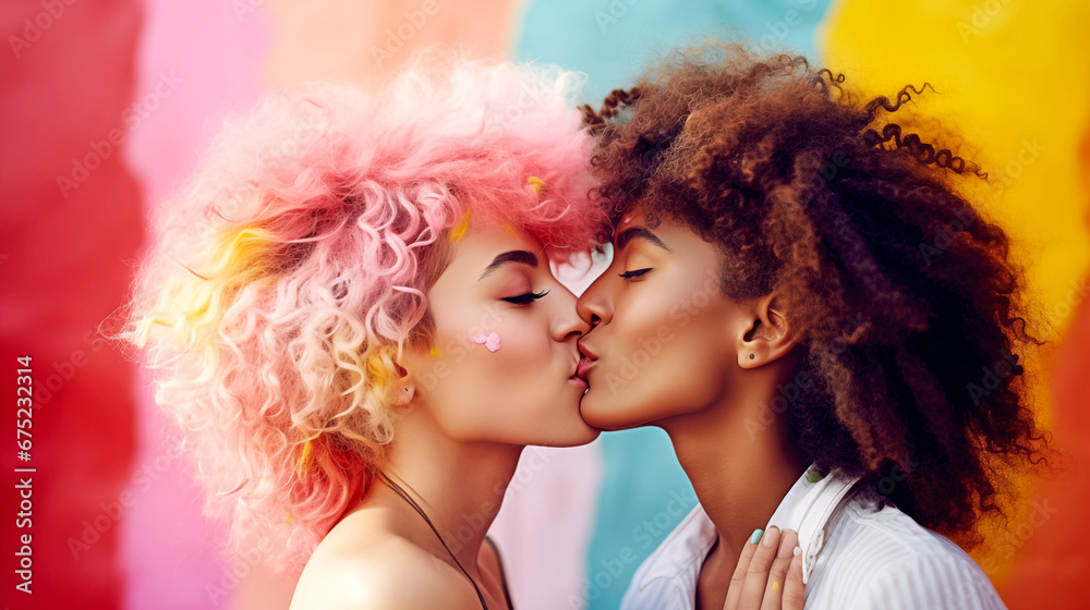 KISSING LESBIAN COUPLE. LGBT FESTIVAL. legal AI KISSING LESBIAN COUPLE. LGBT FESTIVAL. legal AI