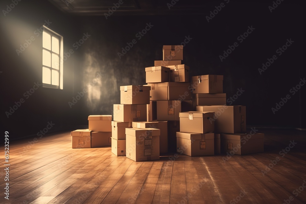 Moving to a new house. Boxes with things Moving to a new house. Boxes with things
