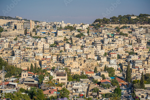 Fototapeta Naklejka Na Ścianę i Meble -  Panoramic view of Silwan, a Palestinian neighbourhood in East Jerusalem