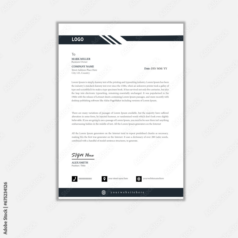 Obraz premium Modern & Creative Letterhead Design Template 