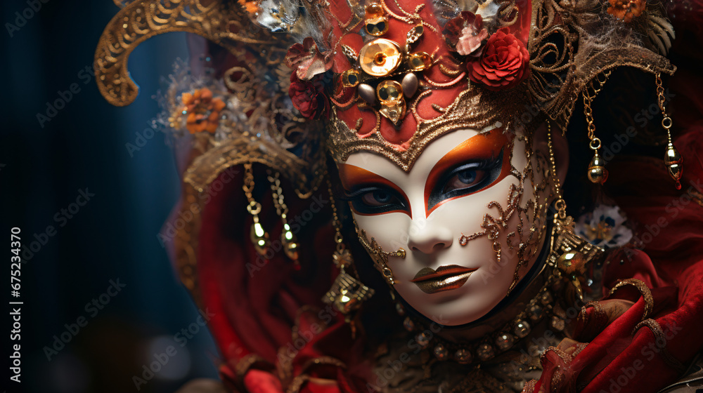 Portrait of Venetian lady with carnival mask