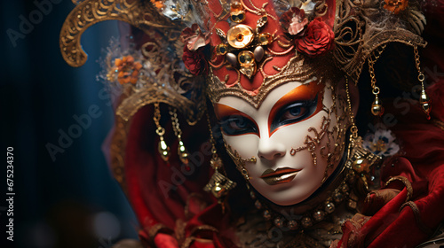Portrait of Venetian lady with carnival mask © Mishi