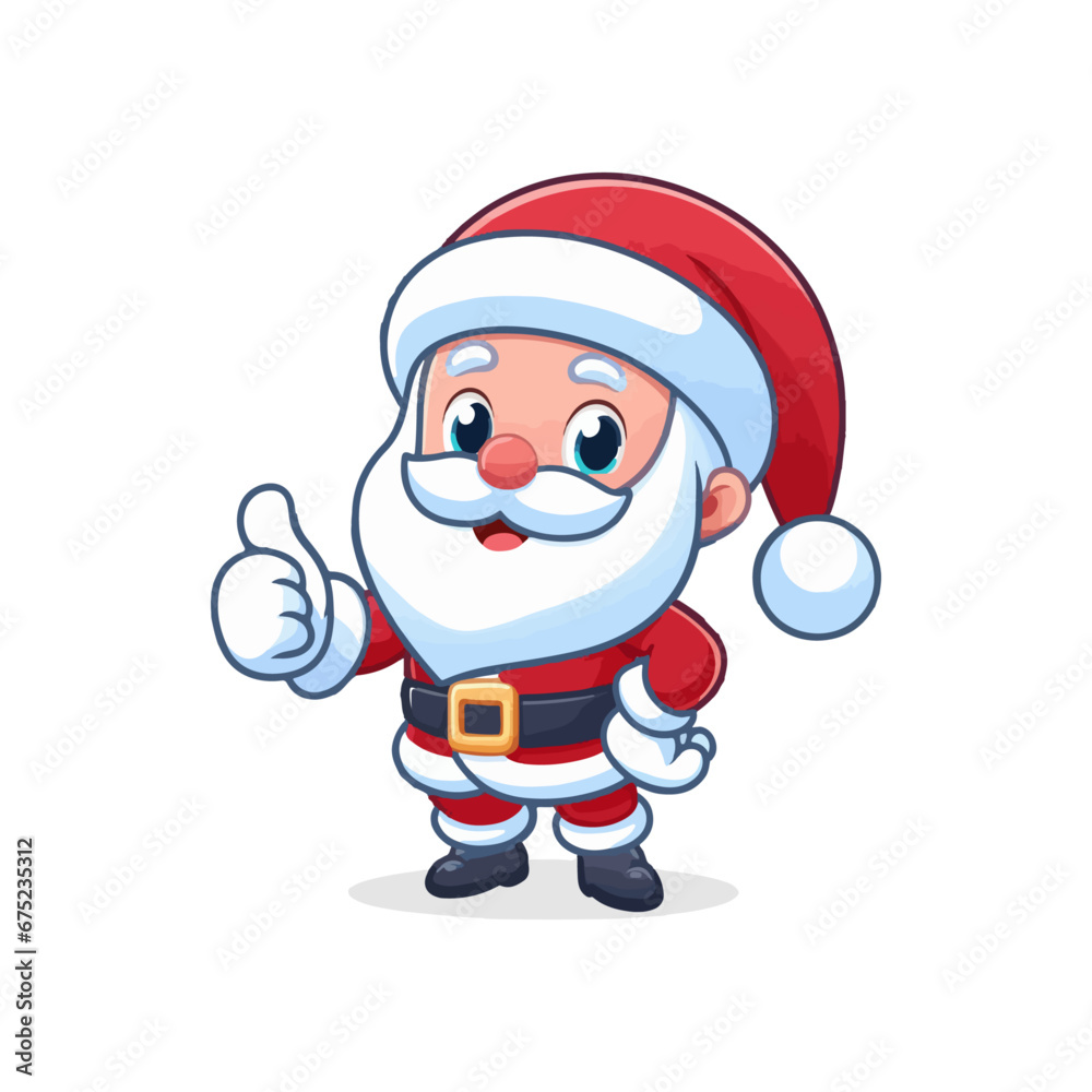 Hand drawn Cute santa claus logo, santa giving thumbsup logo, santa mascot logo Hand drawn Cute santa claus logo, santa giving thumbsup logo, santa mascot logo
