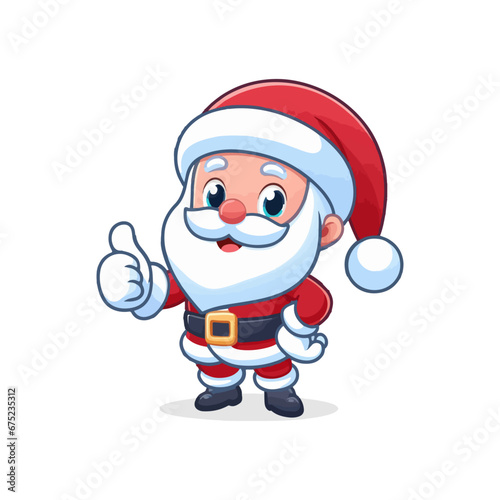 Hand drawn Cute santa claus logo, santa giving thumbsup logo, santa mascot logo