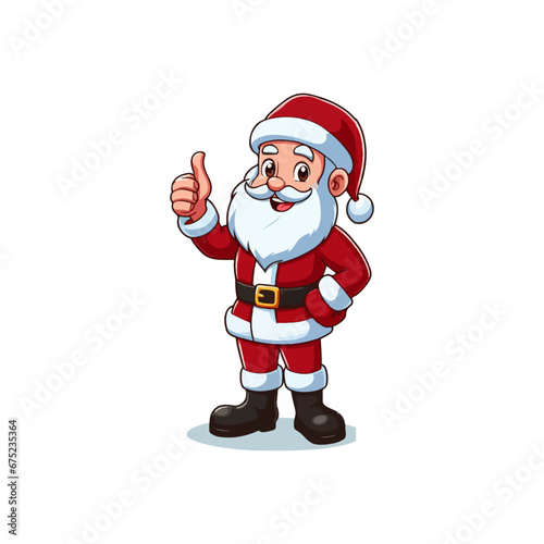 Hand drawn Cute santa claus logo, santa giving thumbsup logo, santa mascot logo