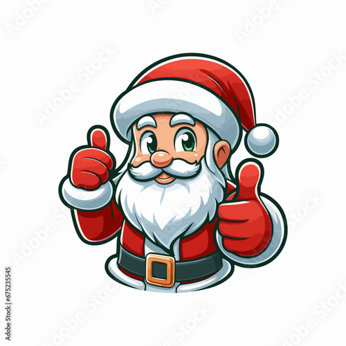 Hand drawn Cute santa claus logo, santa giving thumbsup logo, santa mascot logo