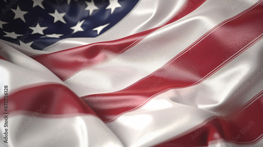 Obraz premium America USA flag close up fabric waves