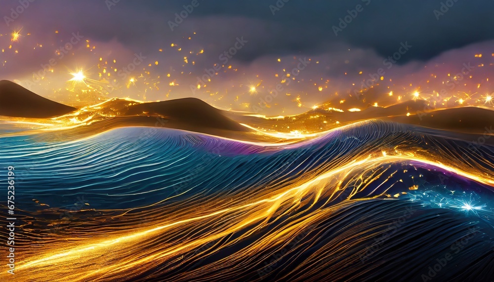 黄金の海の波