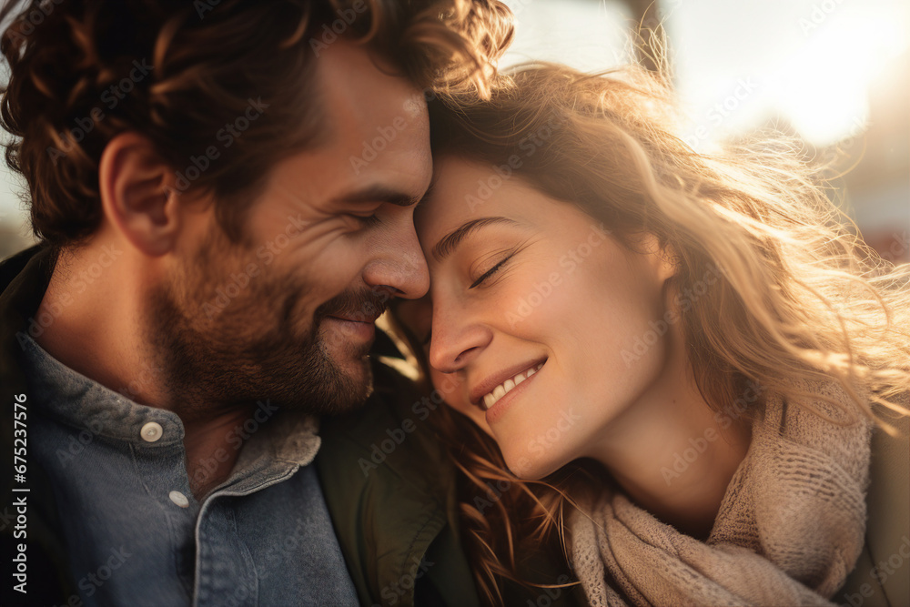 Generative AI portrait of beautiful nice sweet young couple married people spending time together Generative AI portrait of beautiful nice sweet young couple married people spending time together