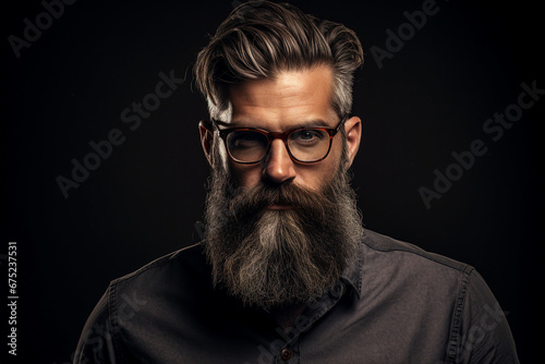 Picture of a handsome groomed man created with generative ai technology isolated on dark grey background