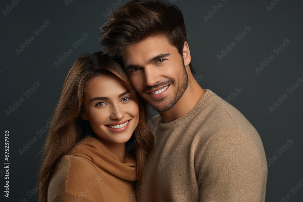 Generative AI photo of nice tender beautiful couple joyful people spending time together Generative AI photo of nice tender beautiful couple joyful people spending time together