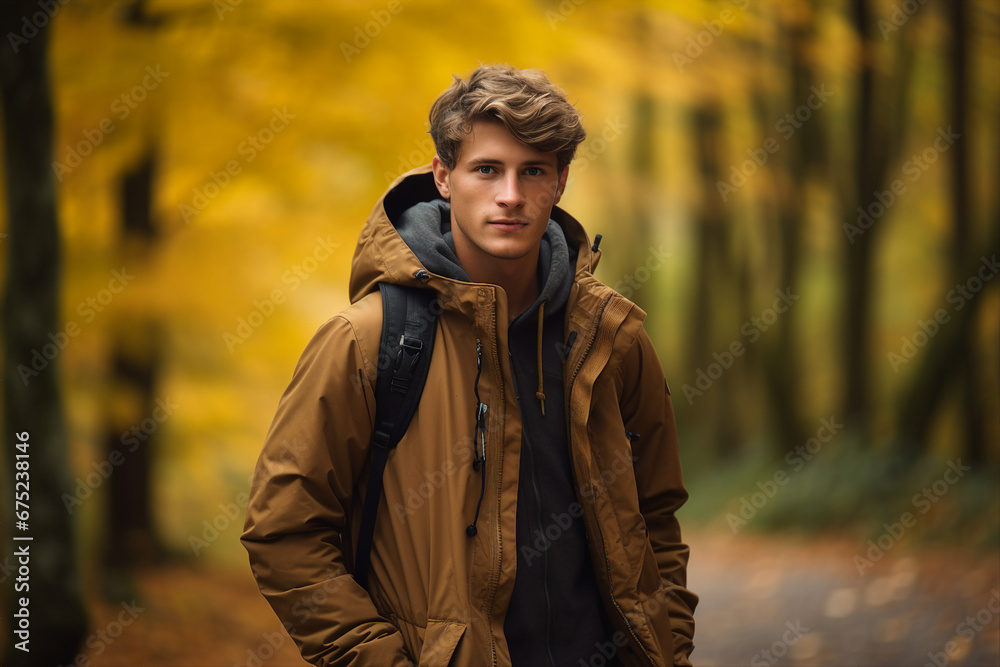 Generative AI picture image of attractive cheerful man walking outdoors summer day Generative AI picture image of attractive cheerful man walking outdoors summer day