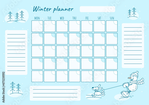 winter planner with snowman