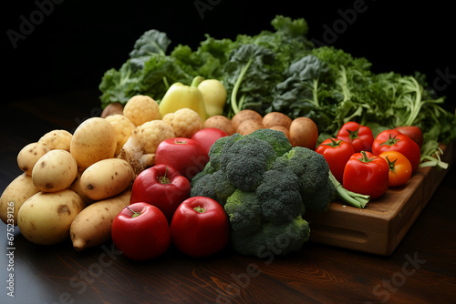 Generative AI picture of different fresh tasty seasonal vegetables