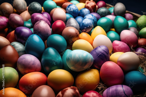 Pile of colorful Easter eggs