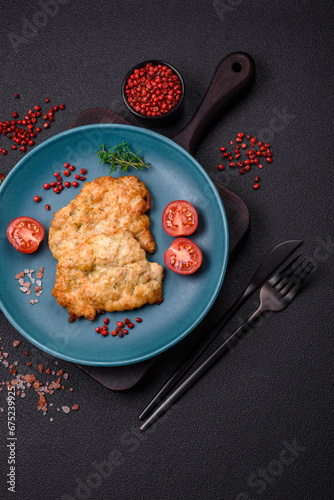 Delicious baked chicken or turkey chops with salt, spices and herbs