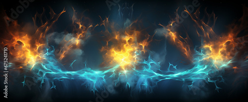Magic luminous azure glow design on dark background 3d render_