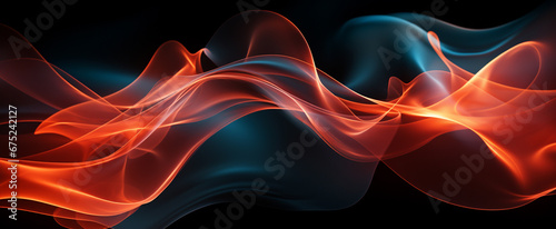 Abstract red and black glows with smoke and particles background. 3d render_