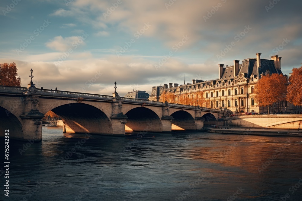 River Seine and Pont de Bir-Hakeim, Paris, France, Paris France with River Seine - amazing travel photography, AI Generated