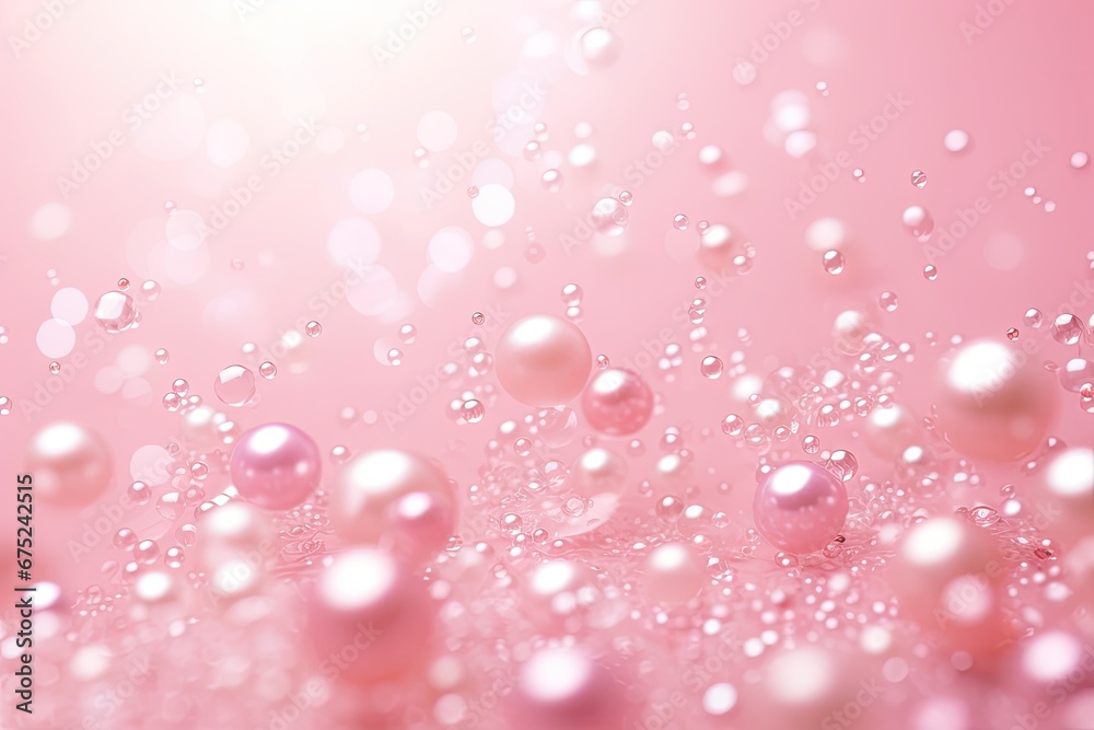 Abstract pink background with water drops and bokeh effect. 3d render, Pearl confetti on pink background, AI Generated Abstract pink background with water drops and bokeh effect. 3d render, Pearl confetti on pink background, AI Generated