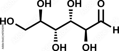 Aldehydo-D-mannose structural formula, open-chain form of mannose in D-configuration, vector illustration