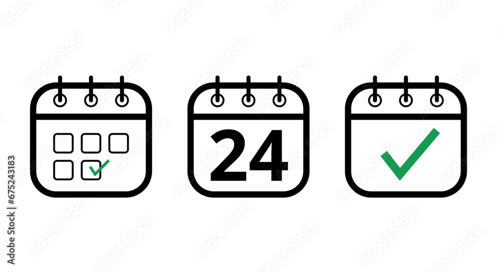 Simple, hollow calendar icons isolated on white background. Flat icons for websites, blogs and graphic resources. calendar with a specific day marked, day 24. Simple, hollow calendar icons isolated on white background. Flat icons for websites, blogs and graphic resources. calendar with a specific day marked, day 24.