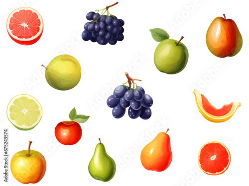 set of fruit on a white background