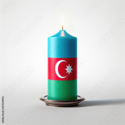 Candle with Azerbaijan flag isolated on white background