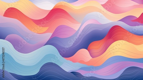 Abstract mountain landscape seamless pattern. Colorful wave background
