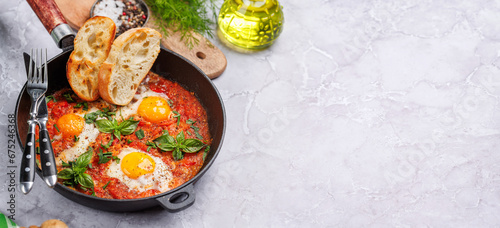 Foto Delicious shakshuka breakfast in a pan