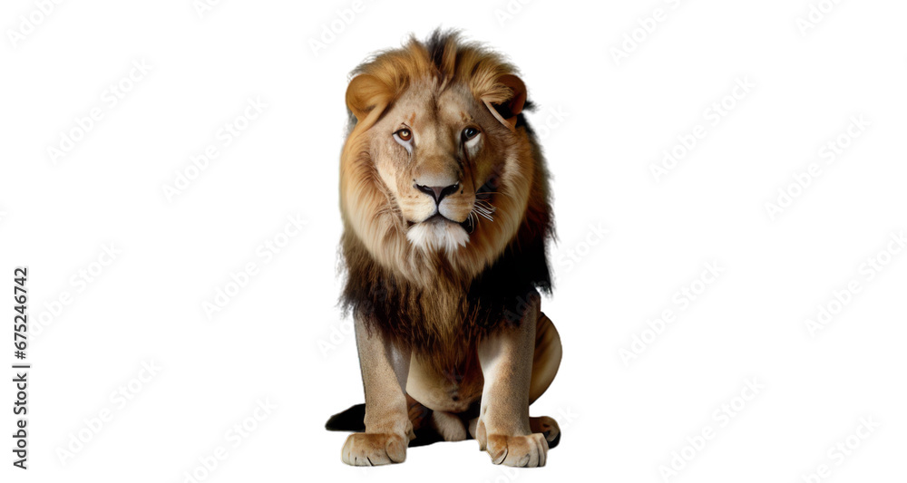 Fototapeta premium lion sitting white background, isolate, png
