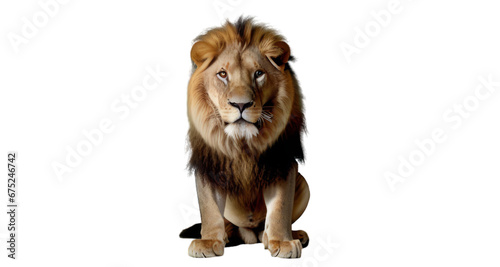 lion sitting white background, isolate, png © gunzexx png and bg