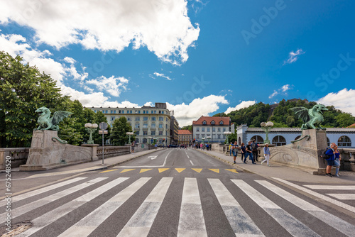 jubljana, Slovenia - June 27, 2023: Beautiful downtown Ljubljana City. photo