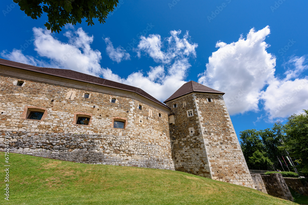 Ljubljana, Slovenia - June 27, 2023: The castle of Ljubljana is the biggest one and the most-visited of the castles in Slovenia’s capital city. Ljubljana Castle (Slovene: Ljubljanski grad) 