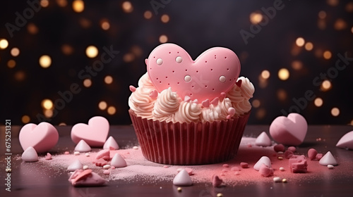 beautiful cakes, pastries and sweets in the shape of hearts. Valentine's Day. copy space