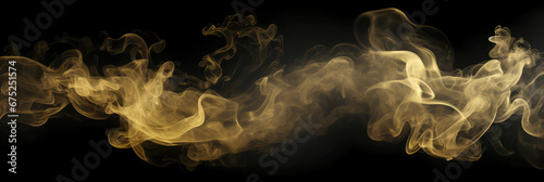 Goldene Rauchwolke auf schwarzem Hintergrund. Generiert mit KI
