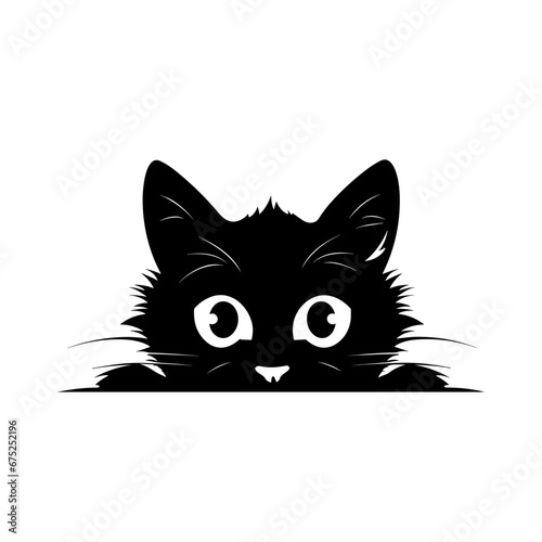 cute illustration of black cat peaking