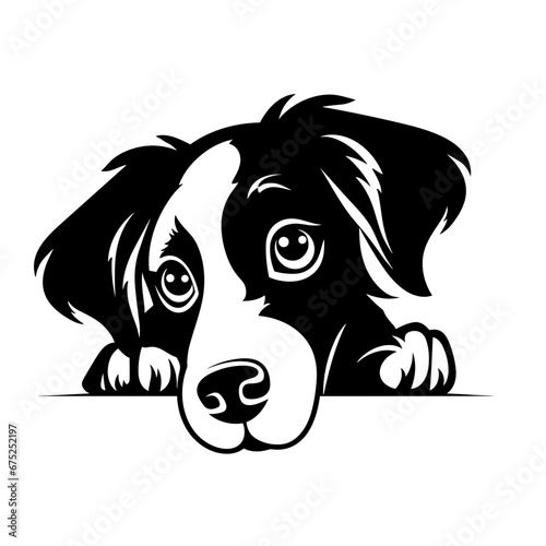cute illustration of dog peaking 