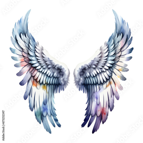 Watercolor Angel Wings Isolated on Transparent Background © EL.Khalid