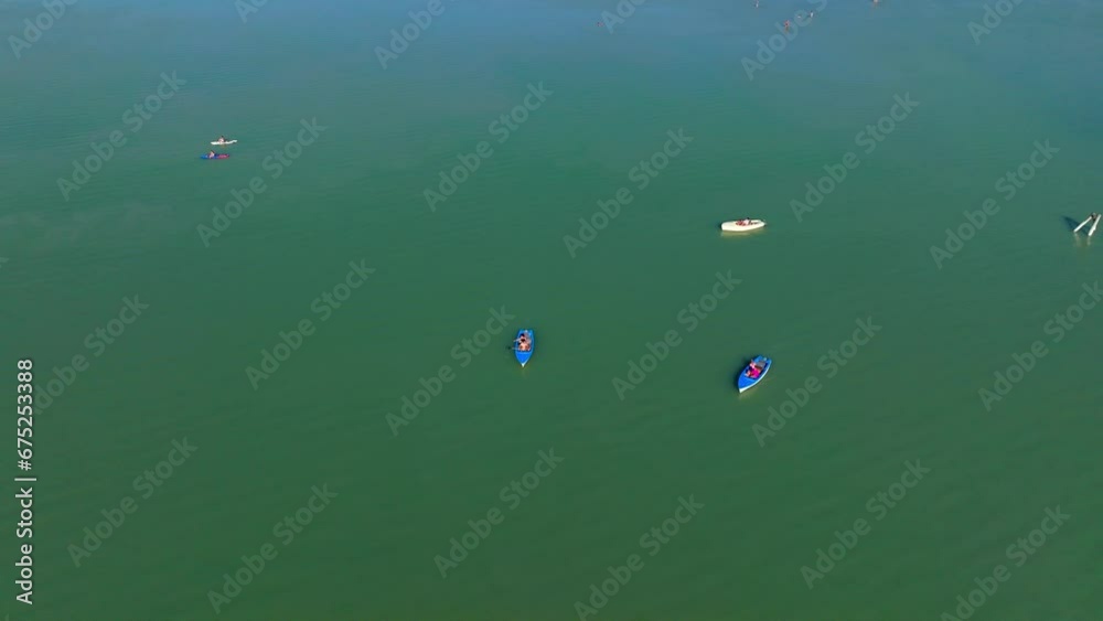 Above View Of Rental Boats In Rust Port, Neusiedlersee, Burgenland, Austria. Aerial Shot Above View Of Rental Boats In Rust Port, Neusiedlersee, Burgenland, Austria. Aerial Shot