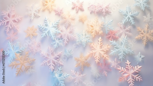 background with snowflakes in soft pastel colors.