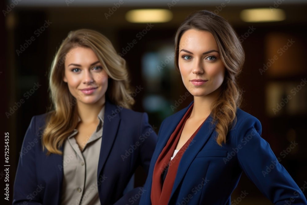 Confident professional young latin business woman looking at camera standing in modern office Confident professional young latin business woman looking at camera standing in modern office
