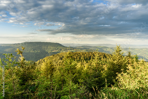 Landscape panorama on the Black Forest High Road in morning light, Seebach, Baden-Wuerttemberg, Germany photo