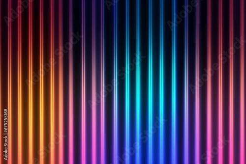Abstract neon background with colorful spectrum. Modern wallpaper with glowing vertical lines. Generative AI