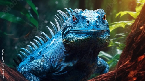 Blue iguana in the wild